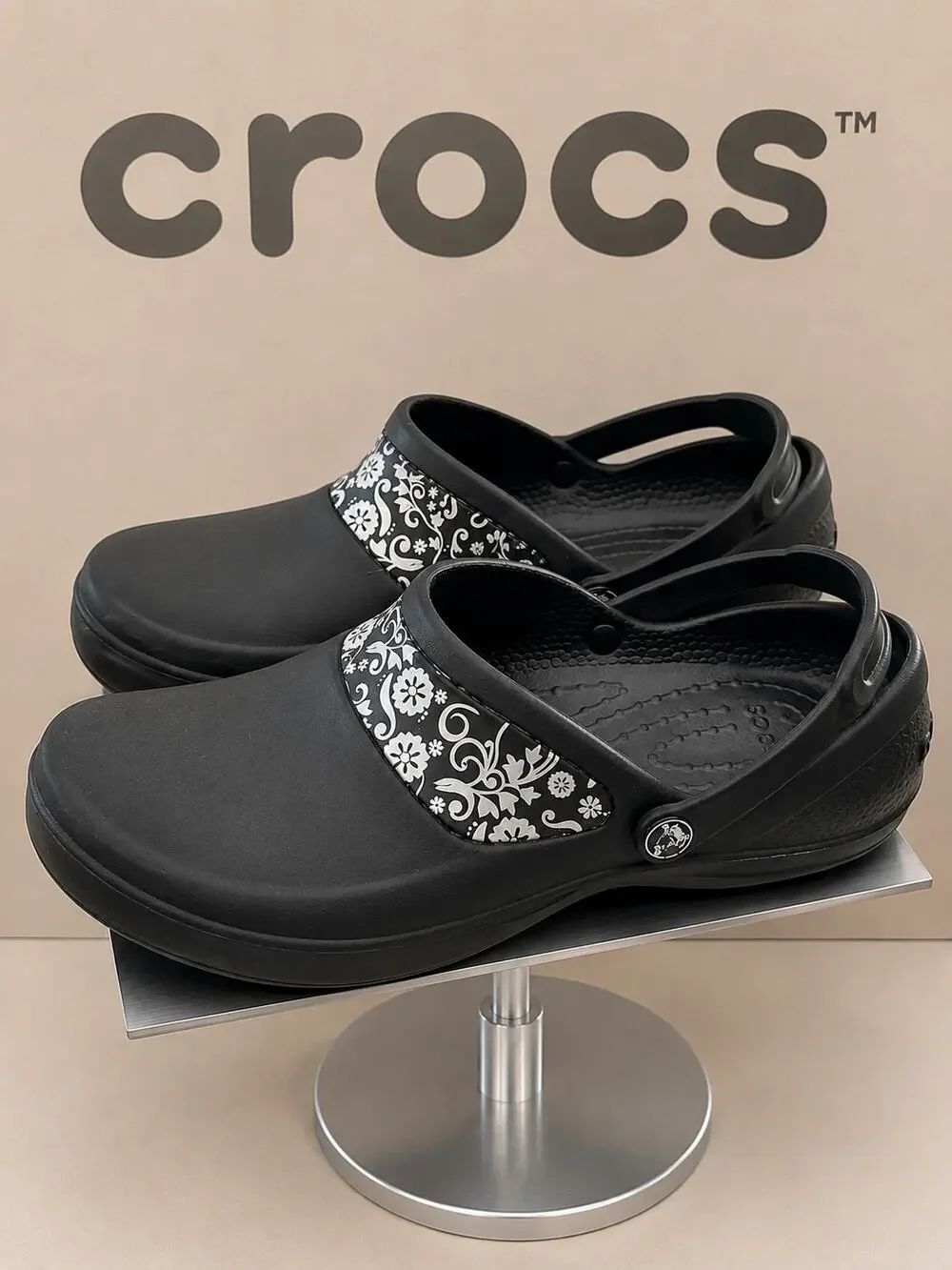 Crocs Black Floral Mary Jane Clogs Comfort Shoes Women’s 9